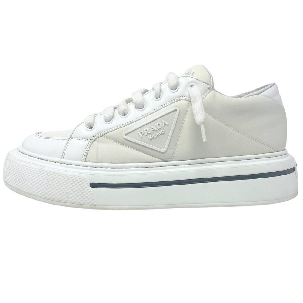 Prada Tennis Shoes Sneakers Triangle LOGO White Black Platform Chunky Trainer 41